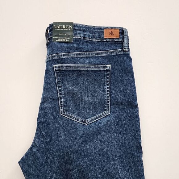 Lauren Ralph Lauren 12P Women Premier Denim Dark Wash Straight Crop Jeans - Picture 3 of 13